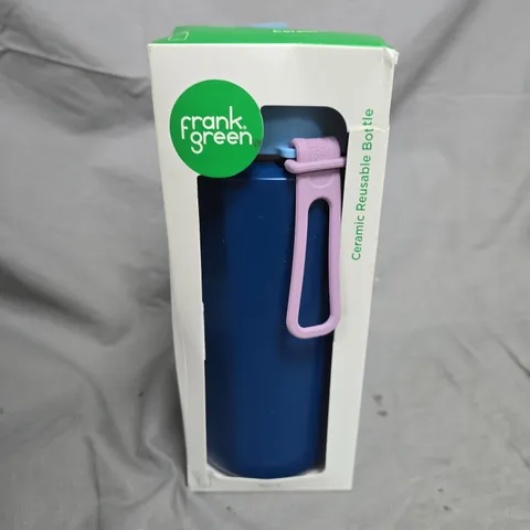BOXED FRANK GREEN CERAMIC REUSABLE BOTTLE IN BLUE (1L)