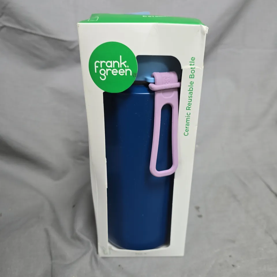 BOXED FRANK GREEN CERAMIC REUSABLE BOTTLE IN BLUE (1L)