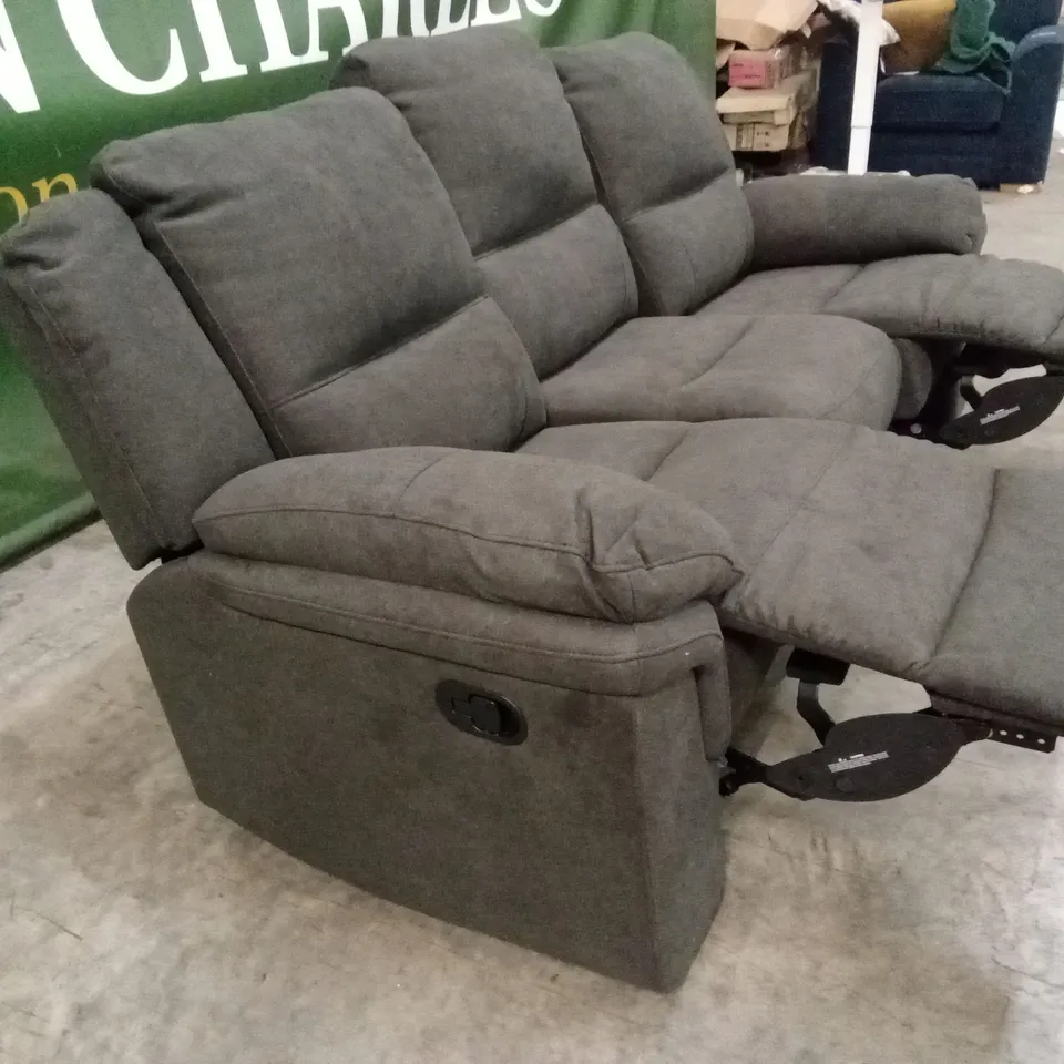 ALBION CHENILLE 3 SEATER HIGH BACK MANUAL RECLINER SOFA - CHARCOAL RRP £679