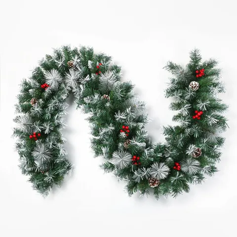 BOXED NEO 2M ARTIFICIAL GREEN CHRISTMAS GARLAND HOLIDAY DECORATION REUSABLE FESTIVE WREATH