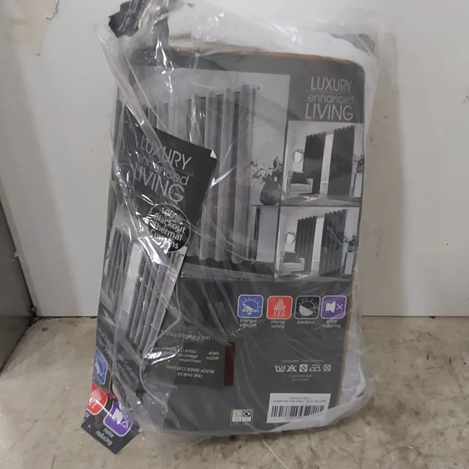 BAGGED AHNYLAH BLACKOUT EYELET CURTAIN PAIR - GREY // SIZE: 168 X 183cm