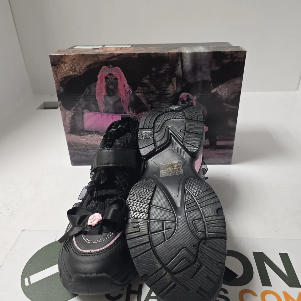 BOXED KOI RUNA RUFFLE BALLET MARY JANES IN BLACK, UK 6