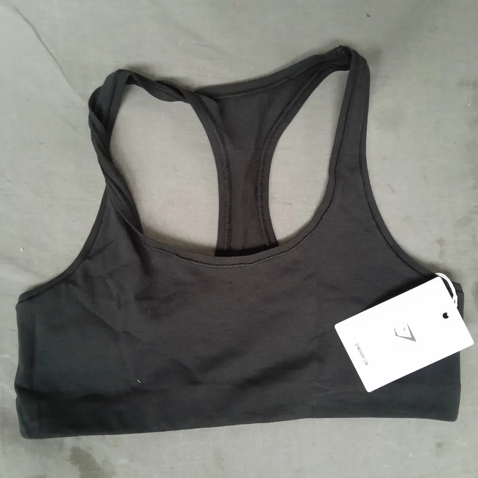 GYM SHARK COTTON BRALETTE IN BLACK SIZE SMALL