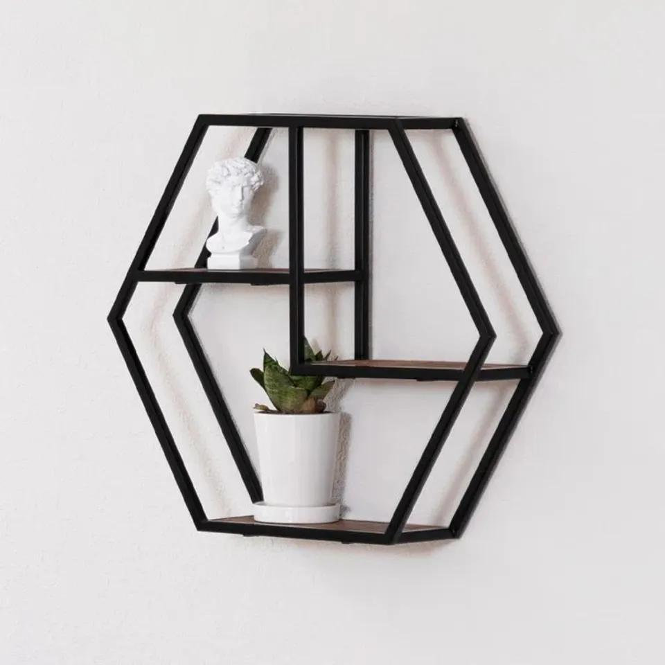 BOXED GRAYLING 3 PIECE HEXAGON FLOATING SHELF (1 BOX)