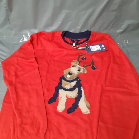 JOULES MARIELLA JUMPER DOG DESIGN RED SIZE 14