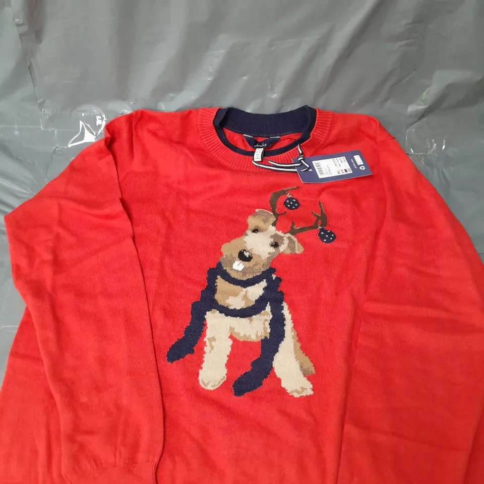 JOULES MARIELLA JUMPER DOG DESIGN RED SIZE 14
