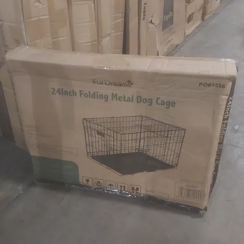 BOXED FUR DREAMS 24" FOLDING METAL DOG CAGE 