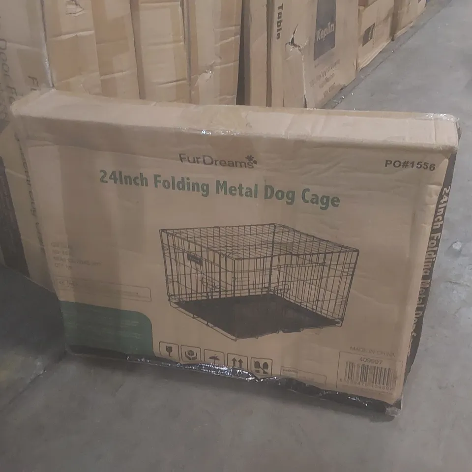 BOXED FUR DREAMS 24" FOLDING METAL DOG CAGE 