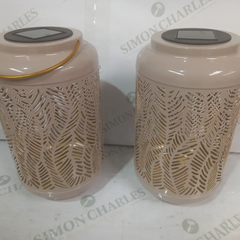 GARDEN REFLECTIONS SET OF 2 PATTERNED SOLAR LANTERNS