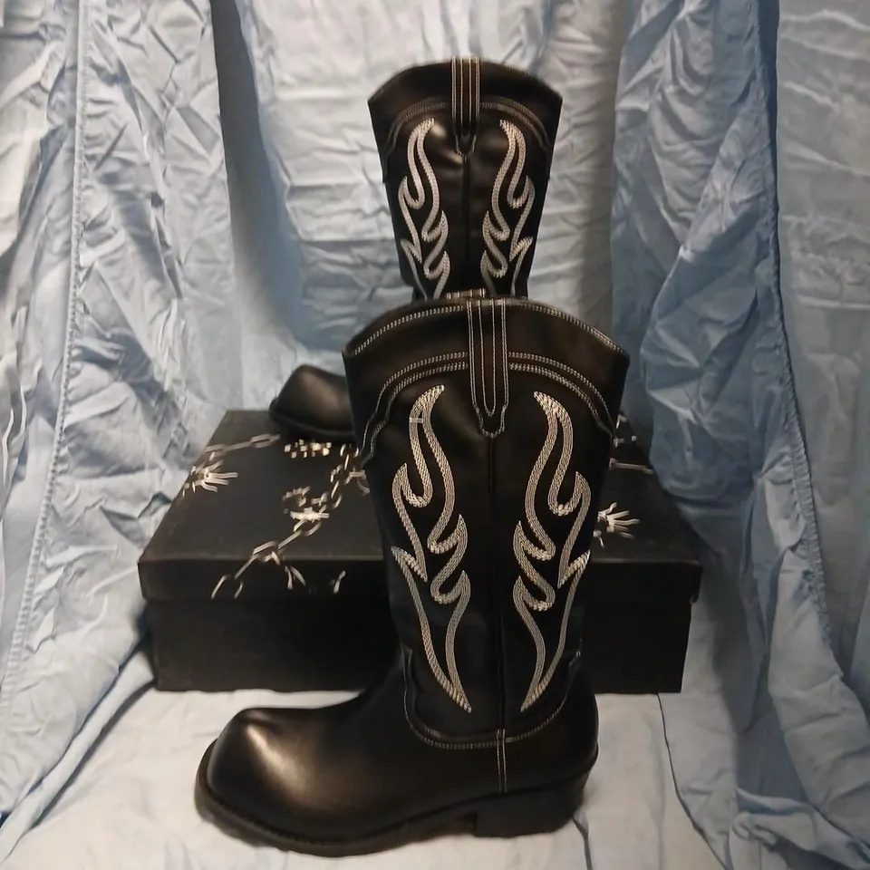 KOI CRYPTEK MEN'S SNUB NOSE TALL COWBOY BOOTS – BLACK, UK 8