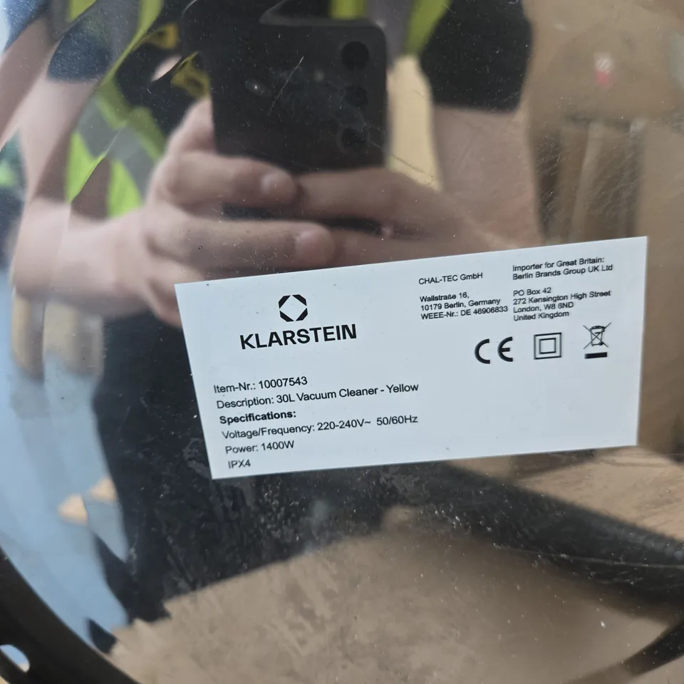 KLARSTEIN 30L VACUUM CLEANER – YELLOW