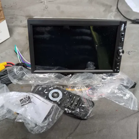 Car stereo head unit with 7" touchscreen, remote & wiring harness