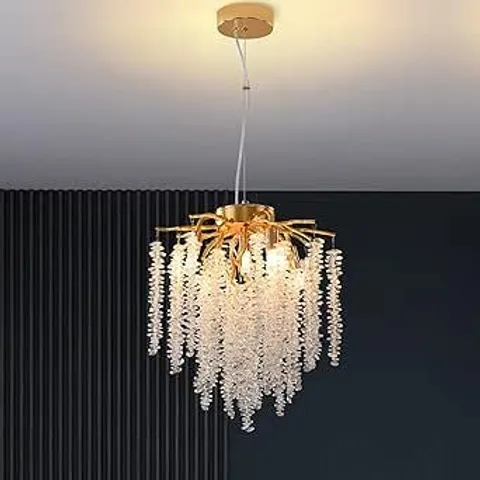 BOXED DAZII MODERN CRYSTAL TREE BRANCH CHANDELIER GOLD ROUD RAINDROP PENDANT LIGHT T