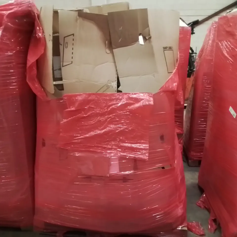 PALLET CONTAINING ASSORTED ITEMS TO INCLUDE: LED FAN LIGHT, ARTIFICIAL CHRISTMAS TREE, PLAYPEN, PAN SET, BIN ECT