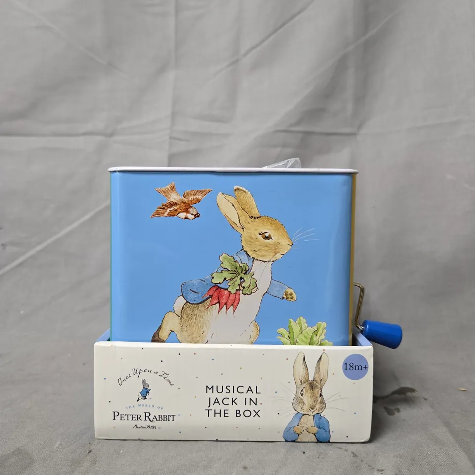 PETER RABBIT MUSICAL JACK-IN-THE-BOX TIN TOY – BOXED