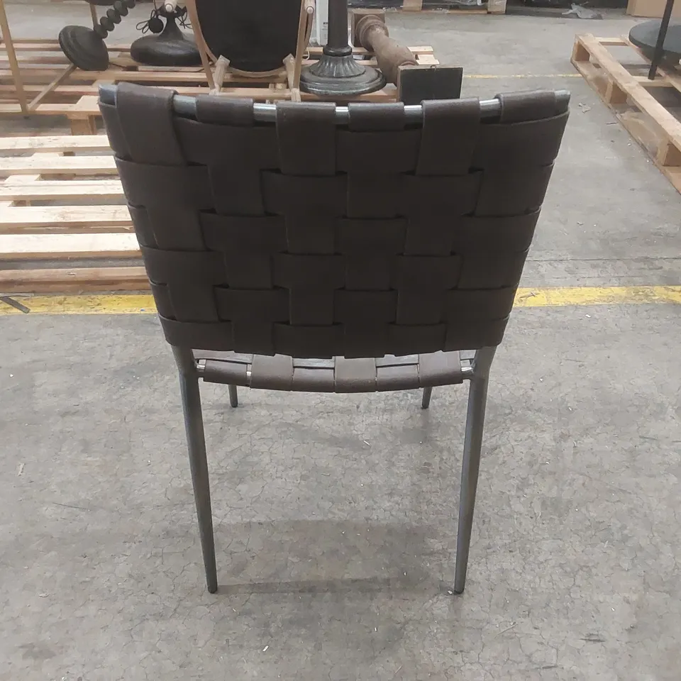 DESIGNER WOVEN LEATHER DINING CHAIR