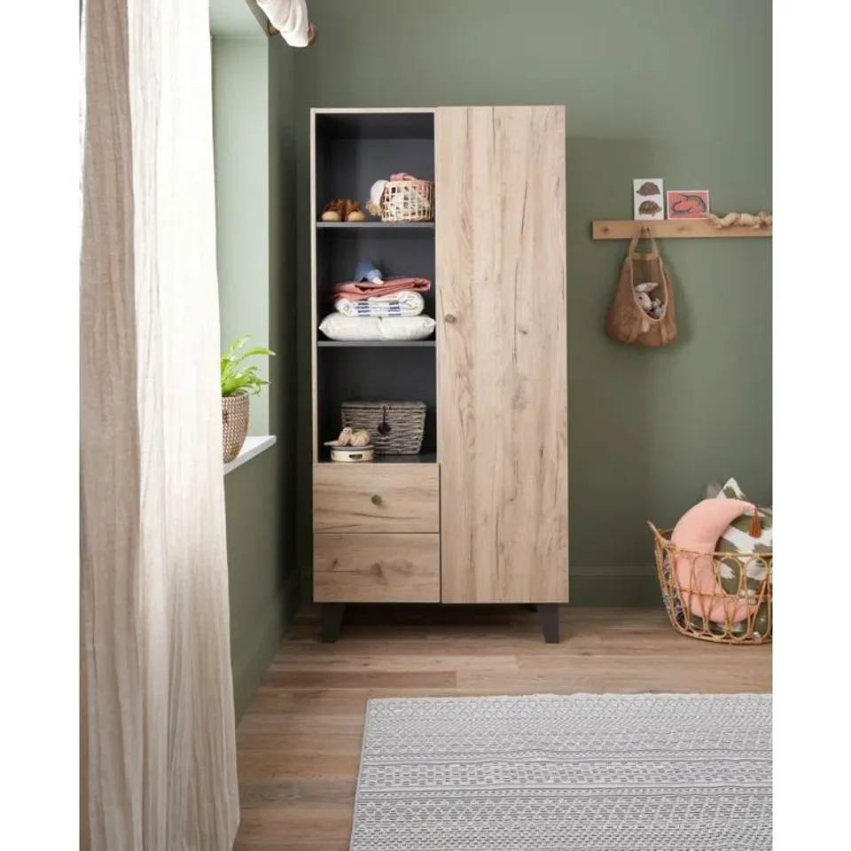 BOXED STURTEVANT WARDROBE FINISH: DISTRESSED OAK AND SLATE GREY (BOX 2 OF 3)