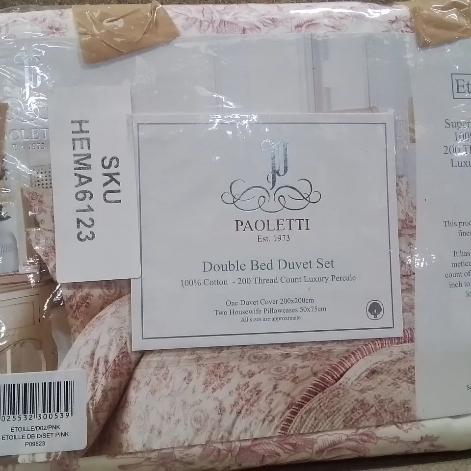 BAGGED PAOLETTI 200 THREAD COUNT LUXURY DOUBLE DUVET COVER SET 