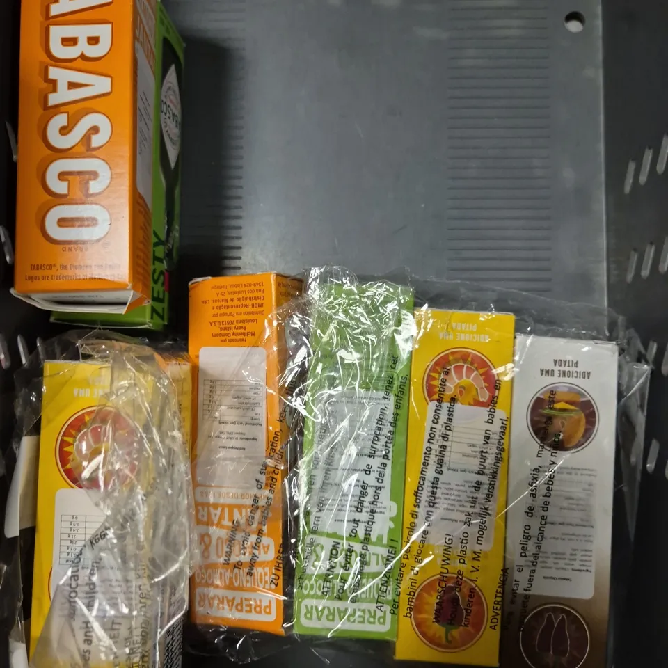 APPROXIMATELY 5 ASSORTED FOOD PRODUCTS TO INCLUDE COUNTRY CRISP & TABASCO SAUCE 