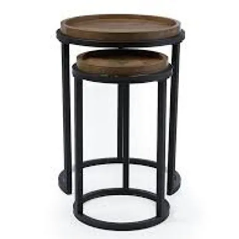 HARLEM ROUND NEST OF 2 TABLES - MID OAK