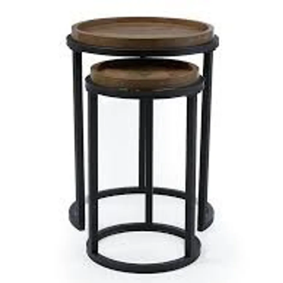 HARLEM ROUND NEST OF 2 TABLES - MID OAK