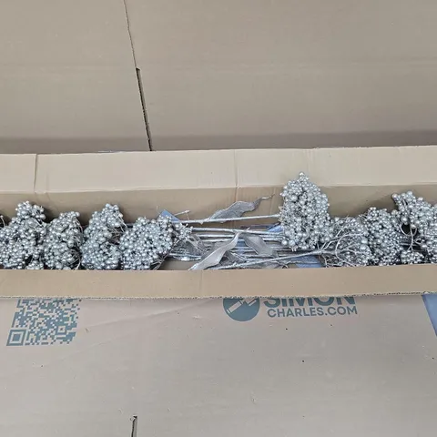 BOX OF APPROXIMATELY 12 GISELA GRAHAM SILVER FAUX BERRY ARRANGEMENTS
