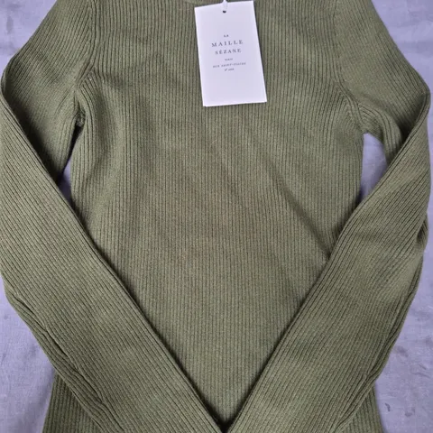 LA MAILLE SÉZANE LONG SLEEVE TOP IN GREEN SIZE XS