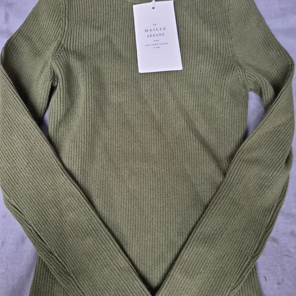 LA MAILLE SÉZANE LONG SLEEVE TOP IN GREEN SIZE XS