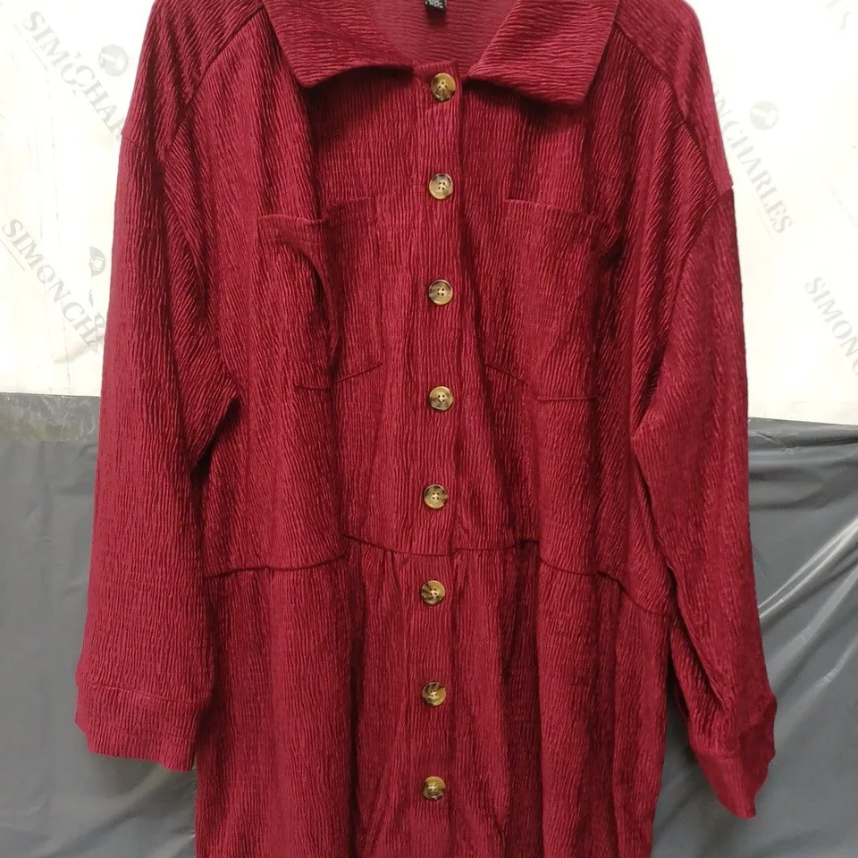 NINA LEONARD BUTTON SHACKET IN CRIMSON - 4XL