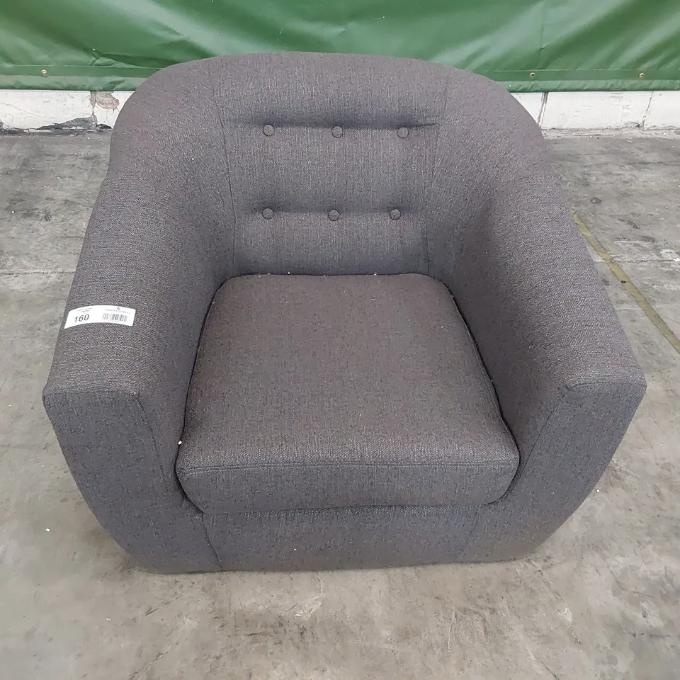 DESIGNER TUB EASY CHAIR GREY FABRIC 