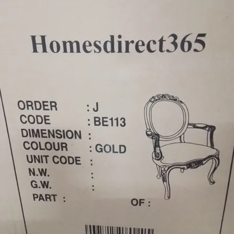 BRAND NEW HOMESDIRECT365 CARVED GILT ANTIQUE FRENCH STYLE CHAIR