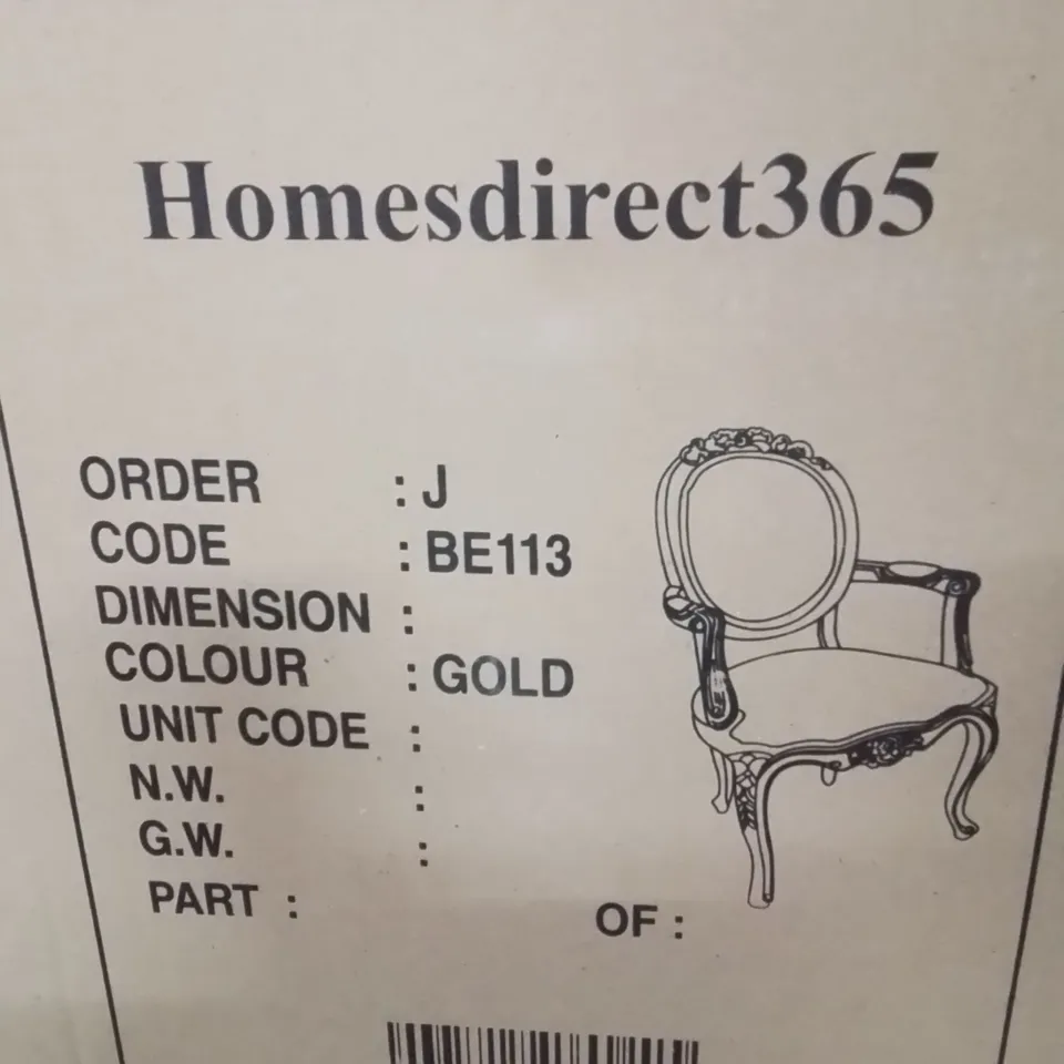 BRAND NEW HOMESDIRECT365 CARVED GILT ANTIQUE FRENCH STYLE CHAIR