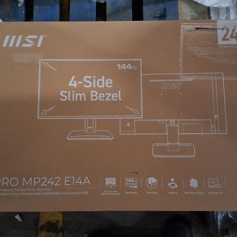 BOXED MSI PRO MP242 E14A 24-INCH MONITOR – 4-SIDE SLIM BEZEL, 144HZ