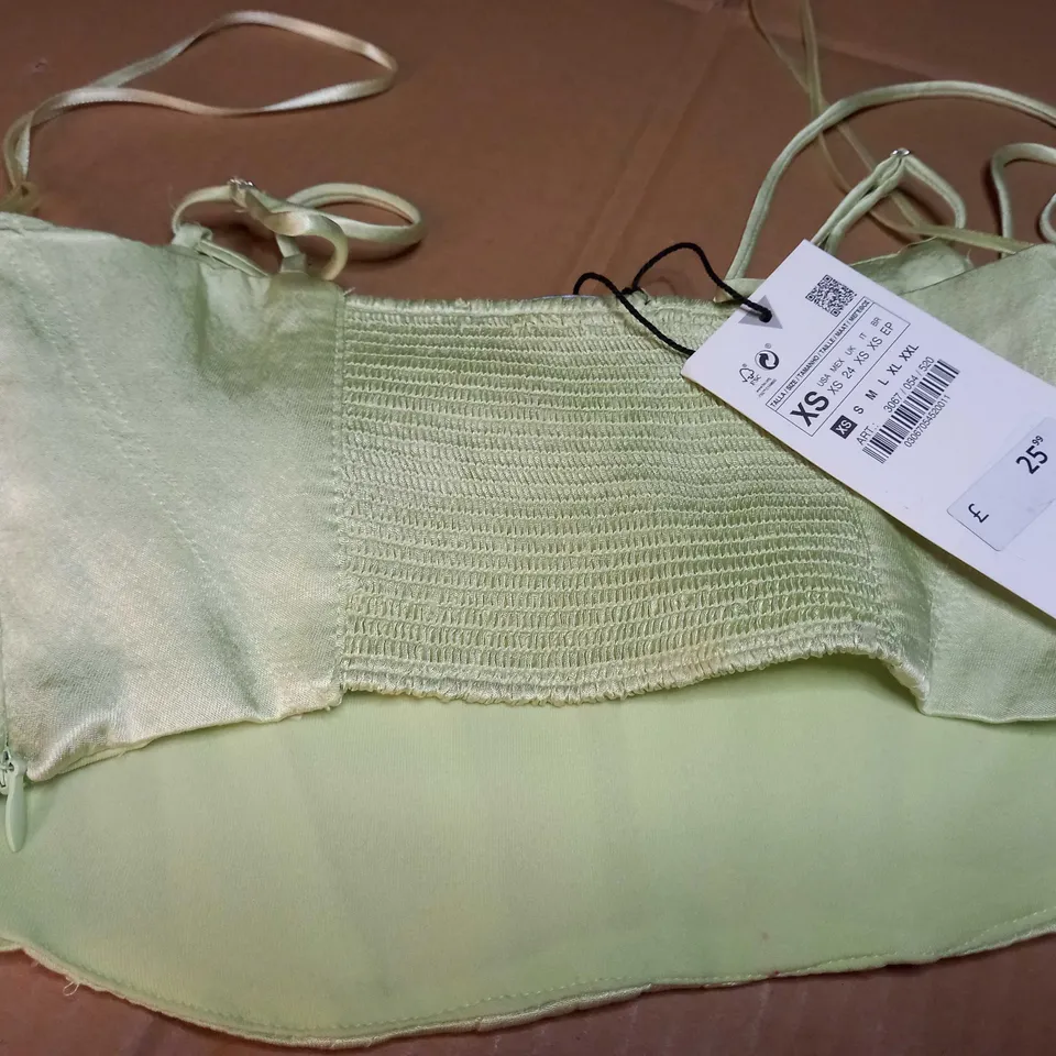 ZARA SAGE SATIN BRALETTE TOP - XS