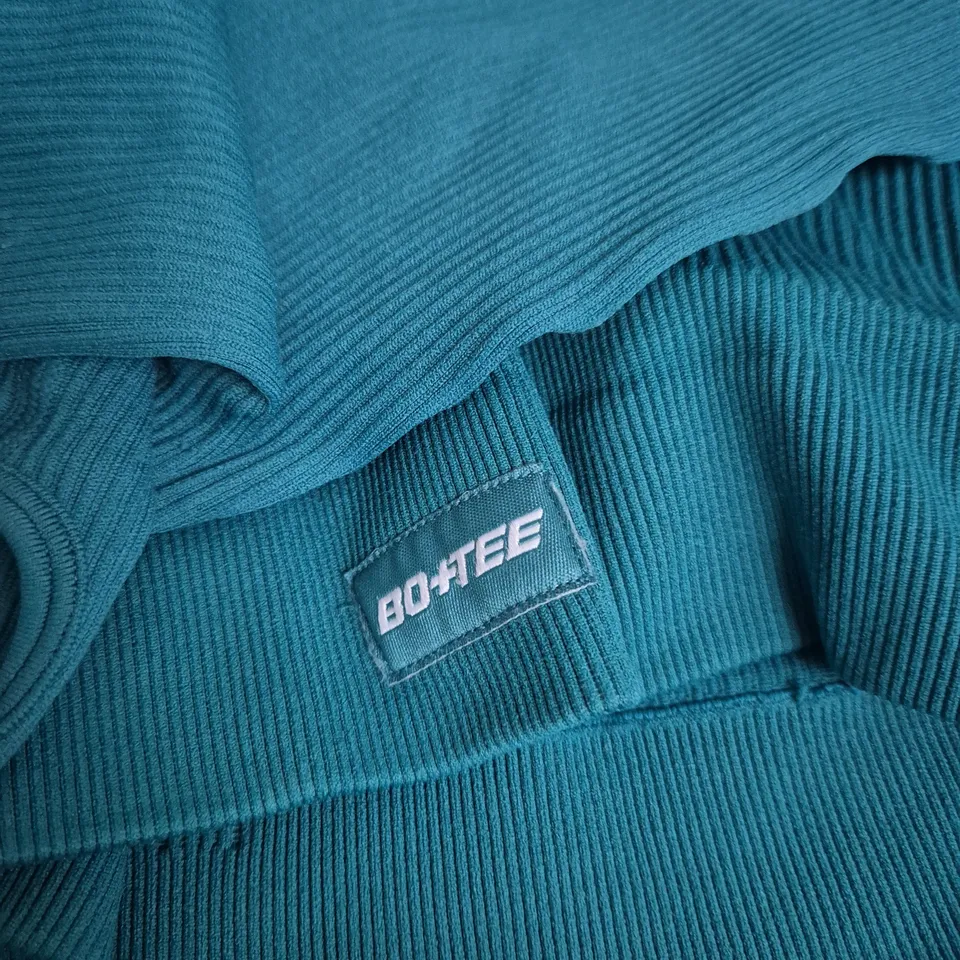 BONTEE CROPPED ZIP HOODIE, TEAL, SIZE M