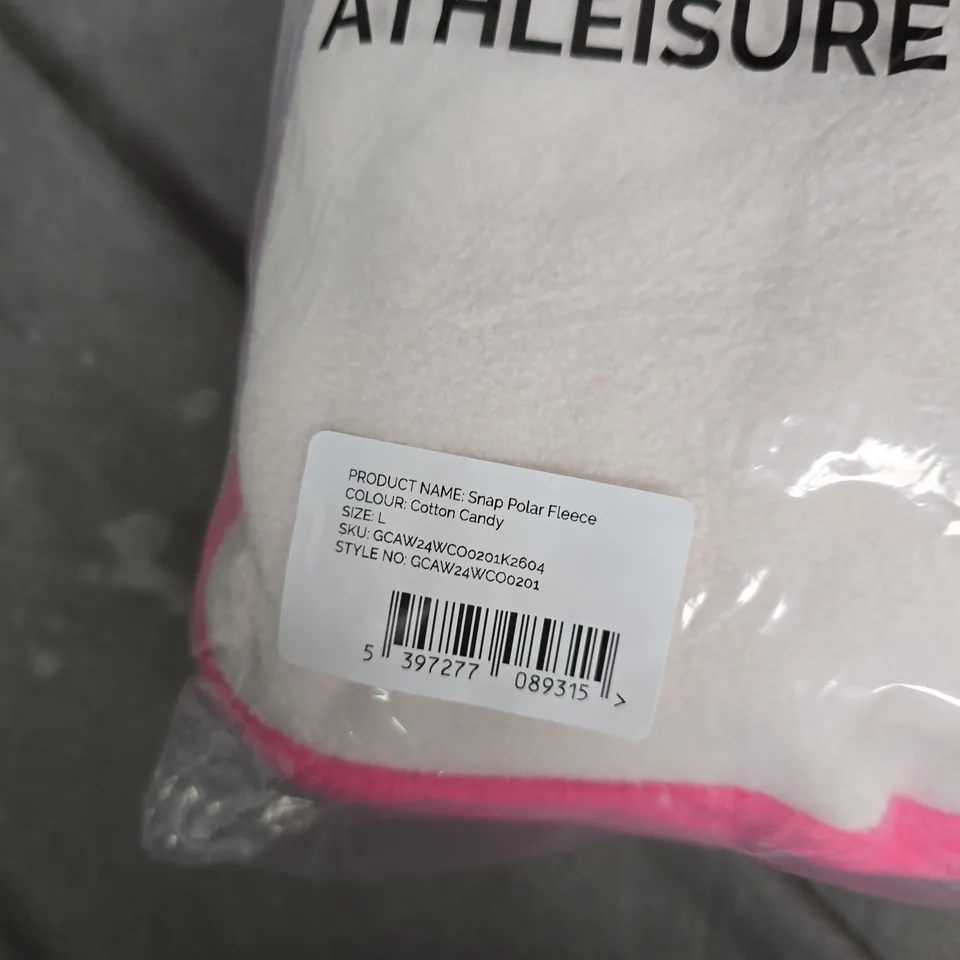 BAGGED GYM+ COFFEE SNAP POLAR FLEECE – COTTON CANDY PINK, SIZE L