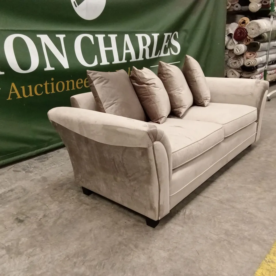 LEILA FABRIC 3 SEATER SOFA - MINK RRP £549