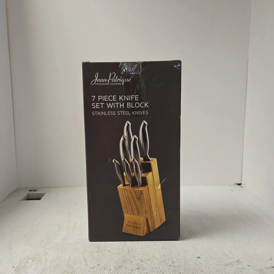 JEAN PATRIQUE PROFESSIONAL COOKWARE 7 PIECE KNIFE SET WITH BLOCK