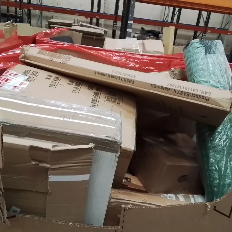 PALLET OF ASSORTED HOUSEHOLD GOODS AND PRODUCTS TO INCLUDE;DOOR BRACE,TOWER RACK,CARPET RODS 