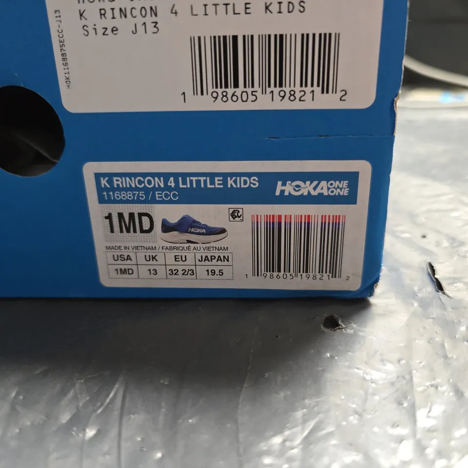 HOKA RINCON 4 LITTLE KIDS SHOES – BLUE, UK 13 (US 1MD, EU 32 2/3, JAPAN 19.5)