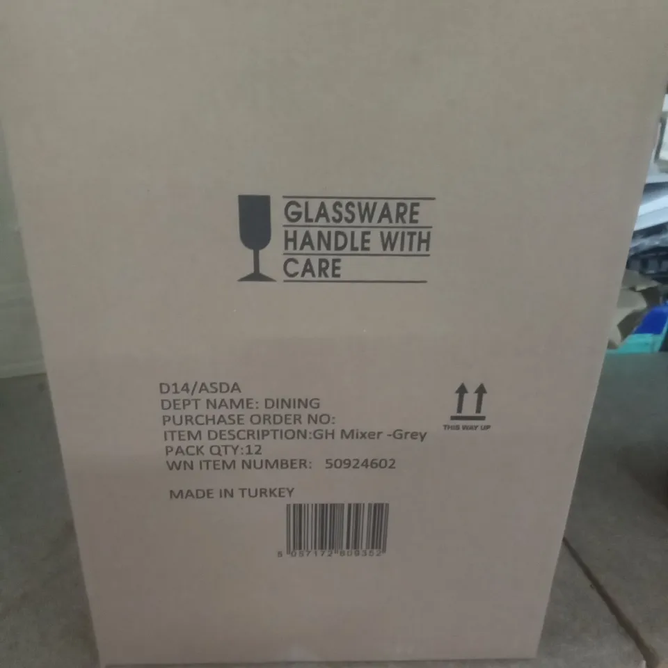 PALLET OF APPROXIMATELY 64 BOXES OF 12 BRAND NEW GREY MIXER GLASSES