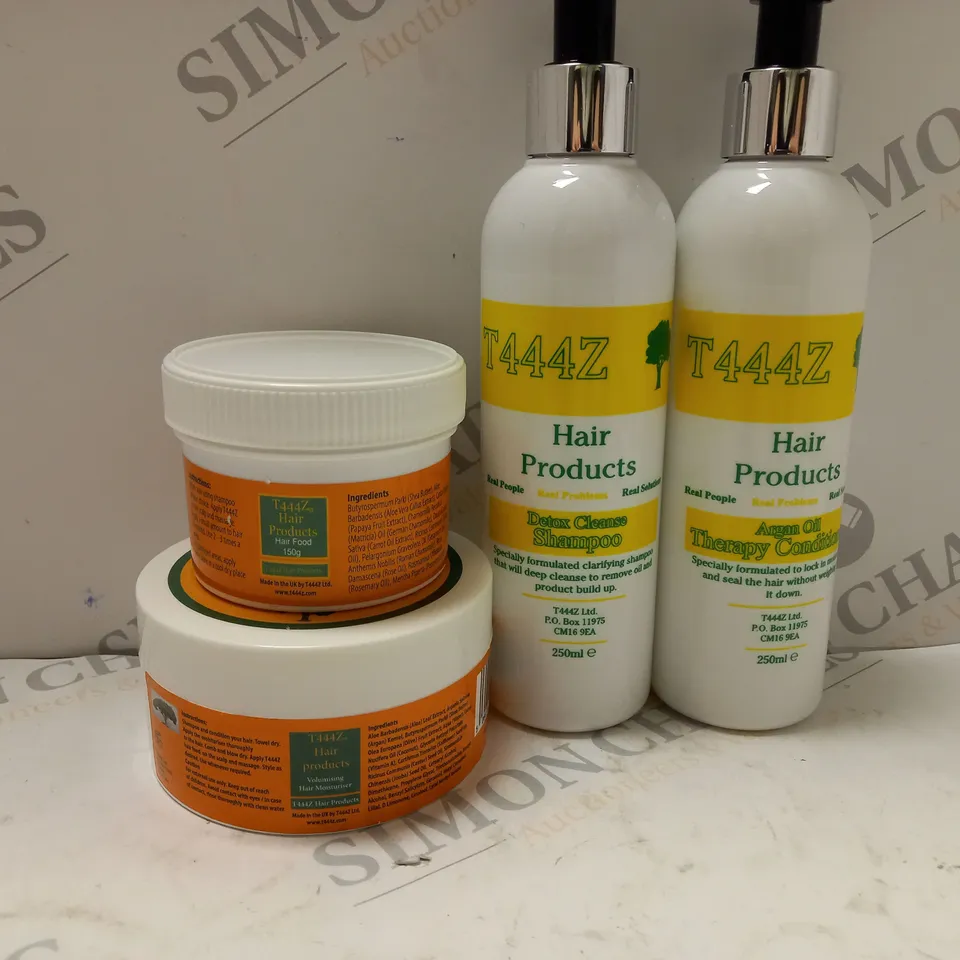 SET OF T444Z HAIR PRODUCTS TO INCLUDE SHAMPOO, CONDITIONER, HAIR MOISTURISER