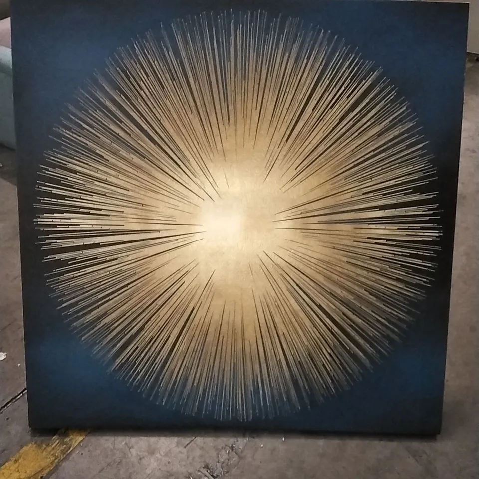 SUNBURST GOLD ON TEAL - WRAPPED CANVAS PRINT