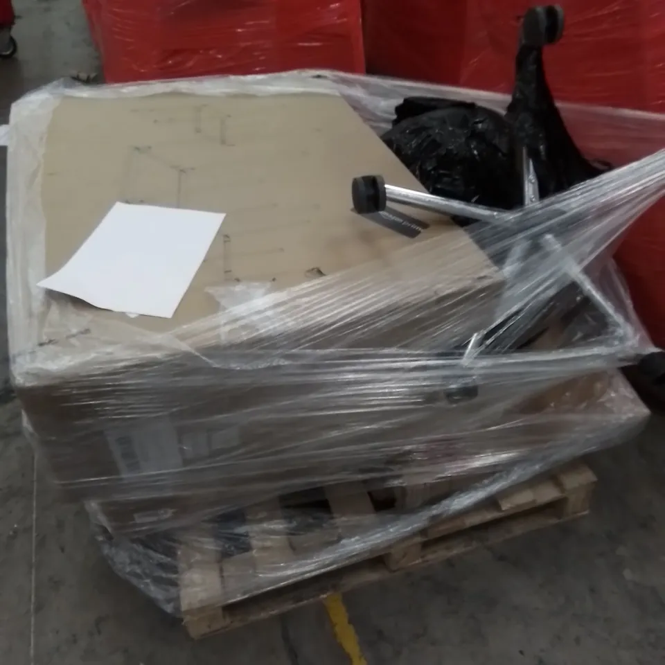 PALLET CONTAINING HOUSEHOLD & HOME IMPROVEMENT PRODUCTS. INCLUDES OFFICE CHAIR, CHAIR, TABLE ETC