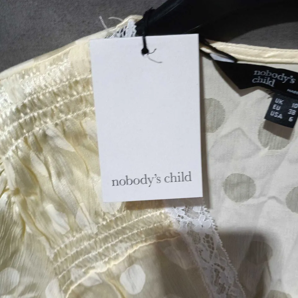 NOBODY'S CHILD PETITE CREAM POLKA DOT DRESS – UK 10 (EU 38, US 6)