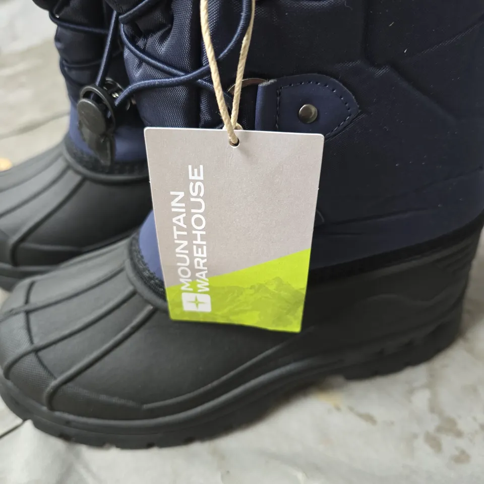 MOUNTAIN WAREHOUSE KIDS' WINTER BOOTS – BLUE/NAVY WITH FAUX FUR LINING KIDS SIZE 13. UNBOXED