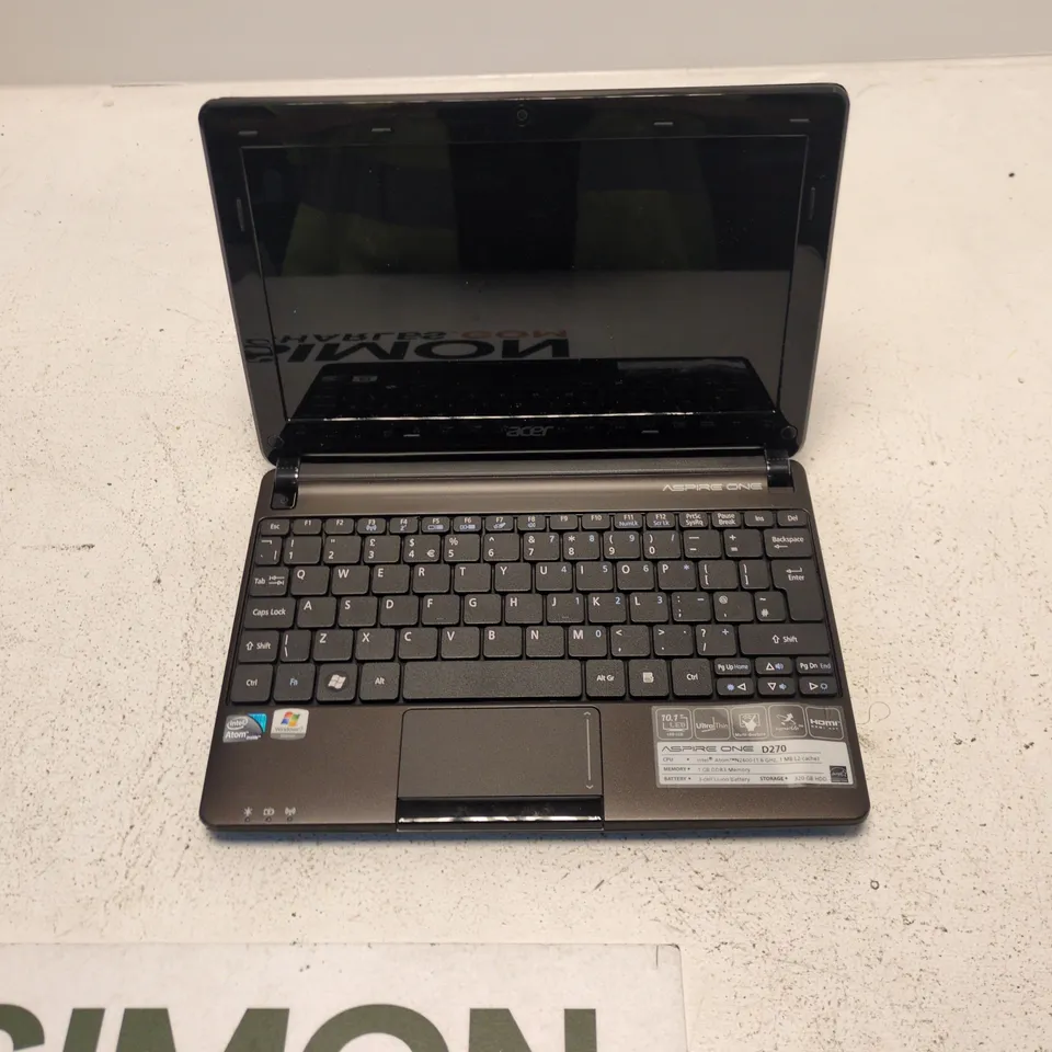 ACER ASPIRE ONE D270 NETBOOK – INTEL ATOM N2600 – UK KEYBOARD – BLACK