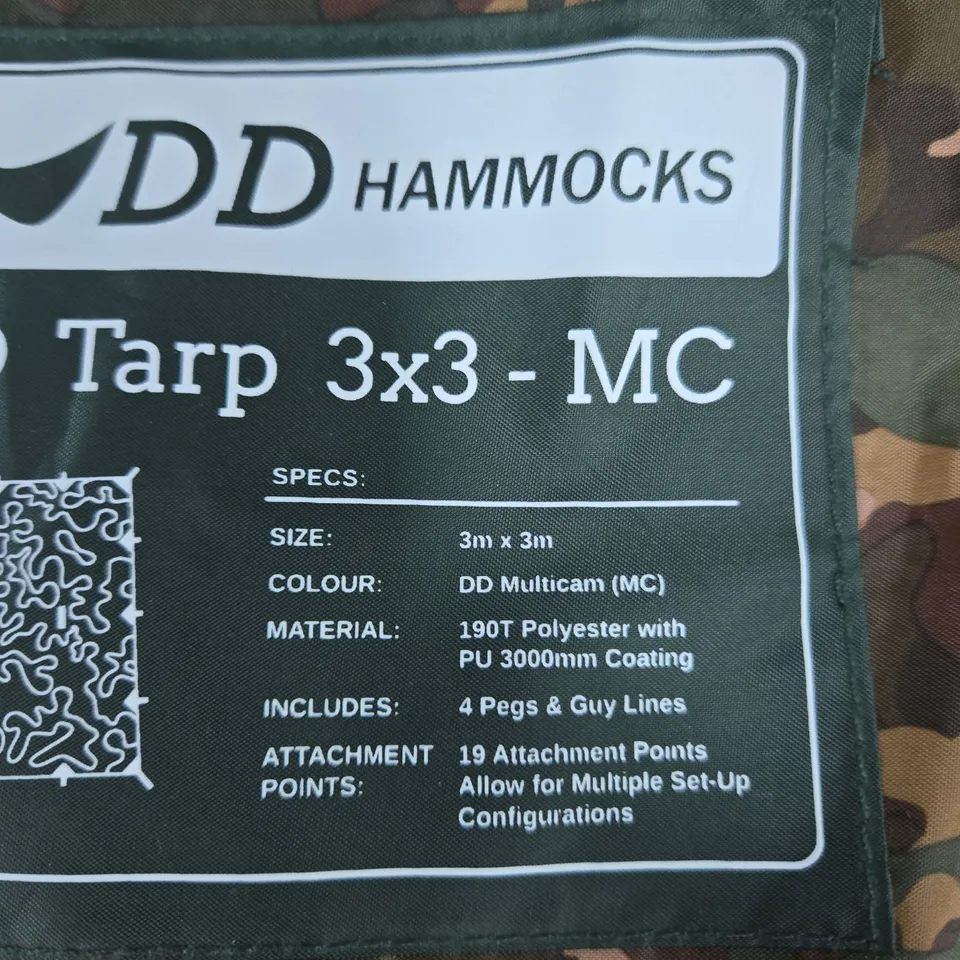 DD HAMMOCKS TARP 3X3 MC (MULTICAM) – 3M X 3M CAMPING TARP IN CARRY BAG