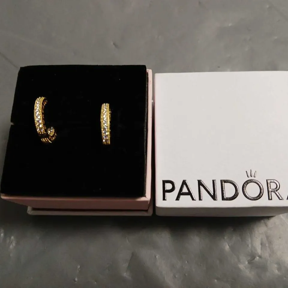 BOXED PAIR OF PANDORA HOOP EARRINGS