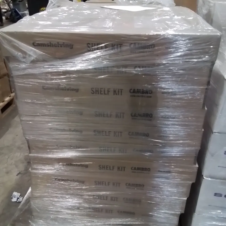 PALLET CONTAINING LARGE QUANTITY OF CAMSHELVING SHELF KITS